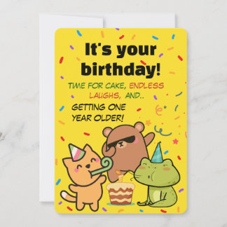 Invitation Cute Confetti Birthday Card for Friends and Family