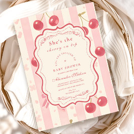 Invitation Cute Coquette cerise sur le Baby shower supérieur