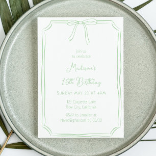 Invitation Cute Coquette Main Draw Bow Whimsical Anniversaire