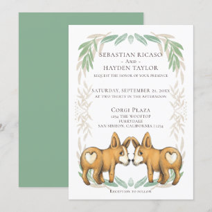 Invitation Cute Corgi Chien Deux Pièces Mariage gay
