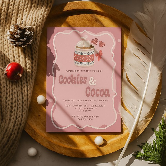 Invitation Cute Cosy Cookies et cacao Noël (Créateur téléchargé)