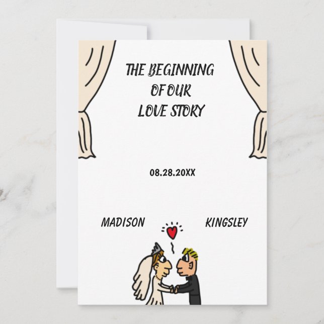 Invitation Cute Couple Mariage Histoire Commencer une nouvell (Devant)