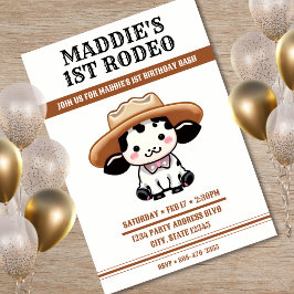 Invitation Cute Cow Cowboy Casquette 1er anniversaire