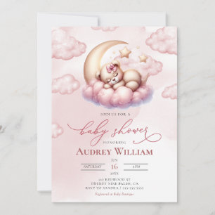 Invitation Cute Cub Bébé ours fille Baby shower