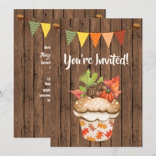 Invitation Cute Cupcake d'automne et Bund Anniversaire d'auto