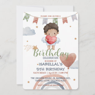 Invitation Cute Cupid afro boys Balloon valentine Anniversair