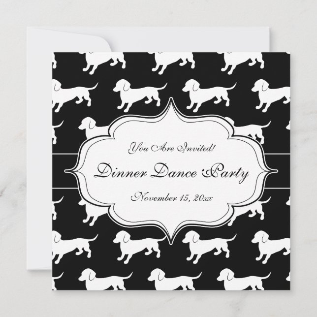 Invitation Cute Dachshund Motif (Dos)