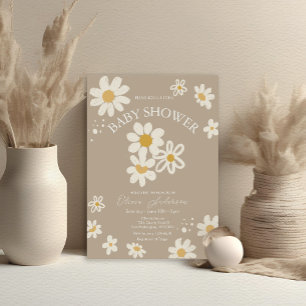 Invitation Cute Daisies Baby shower Boho Retro