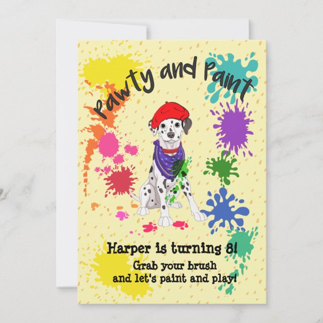 Invitation Cute Dalmatian Chien Fun Art Anniversaire Invitati (Devant)