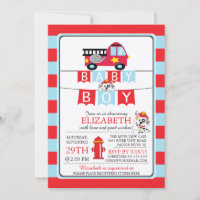 Cute Dalmation Baby shower de camion d'incendie In