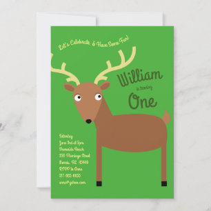 Invitation Cute Deer Woodland Enfants 1ère fête d'anniversair