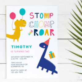 Invitation Cute Dinosaur Anniversaire Colorful Party Boys