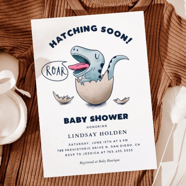 Invitation Cute Dinosaur Baby shower garçon éclosion bientôt (Créateur téléchargé)