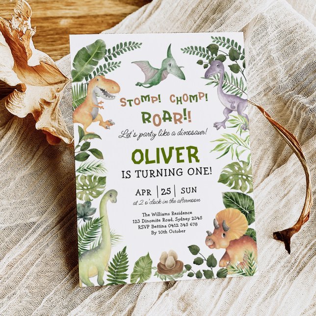 Invitation Cute Dinosaur Boy Anniversaire Jurassic Dino Party (Créateur téléchargé)