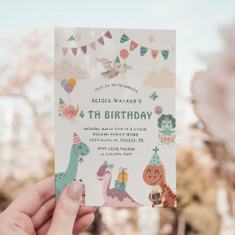 Invitation Cute Dinosaur Fête Animaux Anniversaire de enfant