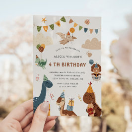 Invitation Cute Dinosaur Fête Animaux Anniversaire de enfant