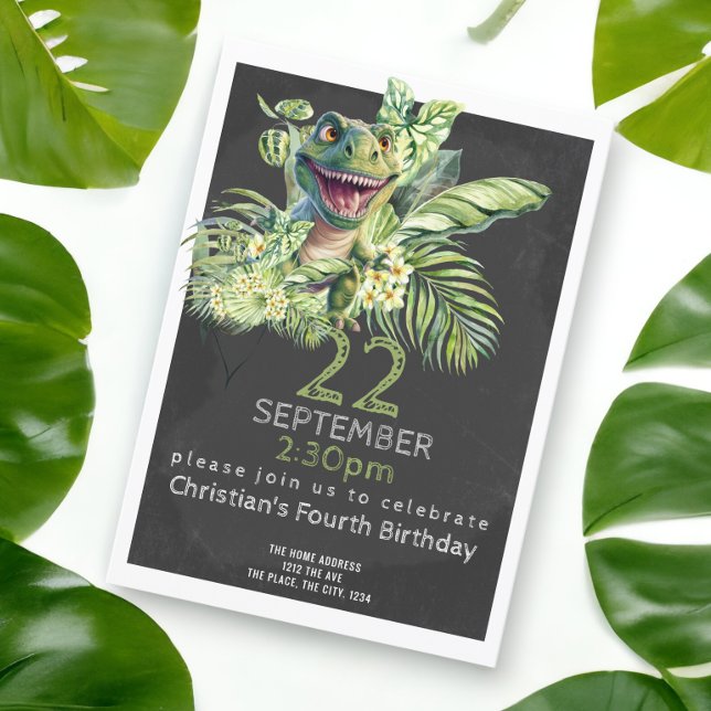 Invitation Cute Dinosaur fête d'anniversaire Personnalisée (Dinosaur birthday party invitations from Ricaso. Printed or downloadable )