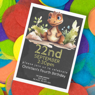 Invitation Cute Dinosaur fête d'anniversaire Personnalisée