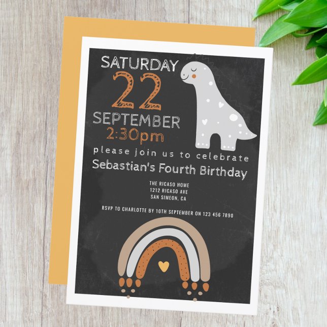 Invitation Cute Dinosaur fête d'anniversaire Personnalisée (Créateur téléchargé)