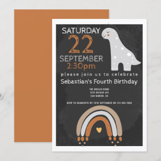 Invitation Cute Dinosaur fête d'anniversaire Personnalisée