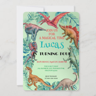 Invitation Cute dinosaur jungle anniversaire de enfant de l'é