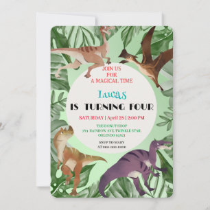 Invitation Cute dinosaur jungle anniversaire de enfant de l'é