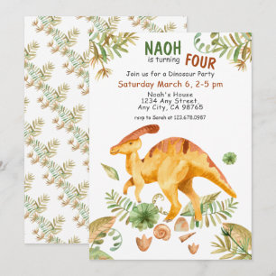 Invitation Cute Dinosaur quatrième anniversaire de fête Invit