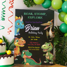 Invitation Cute Dinosaures ruer garçon Anniversaire Invitatio