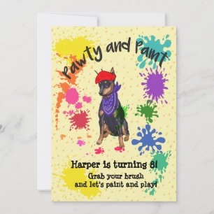 Invitation Cute Doberman Chien Fun Art Anniversaire