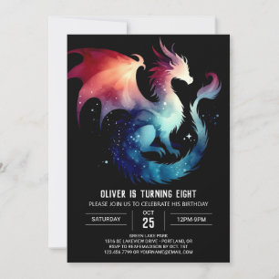 Invitation Cute Dragon Birthday Personnalisable
