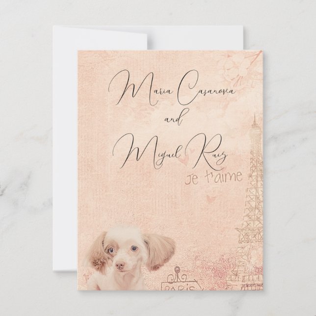 Invitation  cute elegant vintage dog paris (Devant)