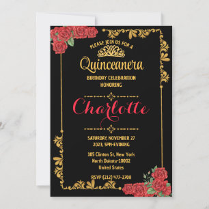 Invitation Cute Elégante Quinceanera Florale Pour Fille Anniv