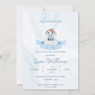 Invitation Cute Elephant Blue c'est un Baby shower garçon