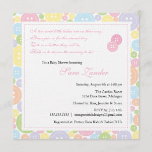 Invitation Cute en Baby shower de jumelles à boutons