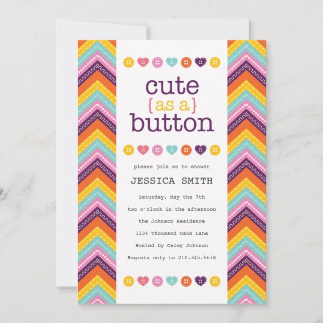 Invitation Cute en tant qu'invitation Baby shower de boutons (Devant)