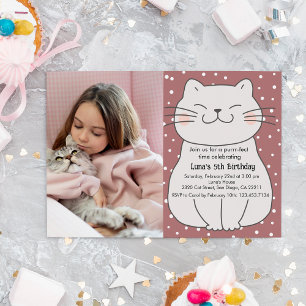 Invitation Cute et moderne Kitten avec photo Anniversaire