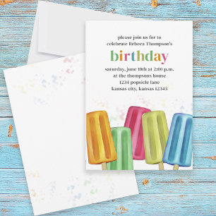 Invitation Cute été Popsicles d'anniversaire personnalisés