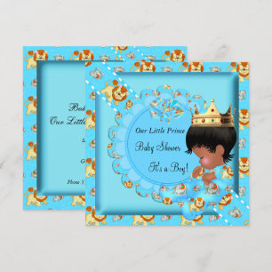 Invitation Cute Ethnic African American Baby shower Blue Boy