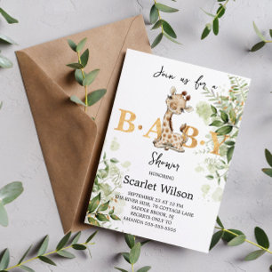 Invitation Cute Eucalipt Baby Giraffe Baby shower