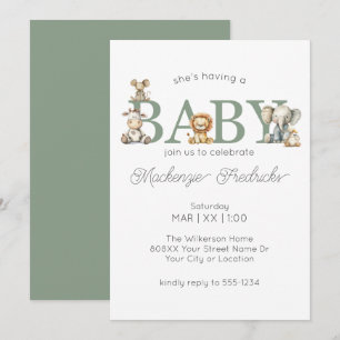 Invitation Cute farci Animaux Baby shower neutre genre
