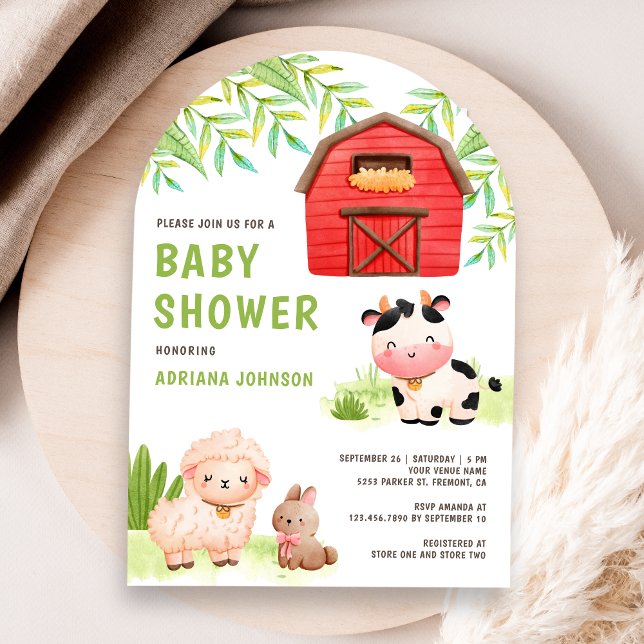 Invitation Cute Farm Animaux Barnyard Arch Baby shower (Créateur téléchargé)