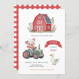 Invitation Cute Farm Animaux Barnyard fête d'anniversaire