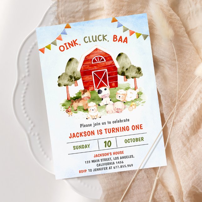 Invitation Cute Farm Animaux Barnyard fête d'anniversaire (Créateur téléchargé)