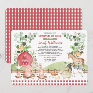 Invitation Cute Farm Barnyard Animaux Baby shower Par Mail