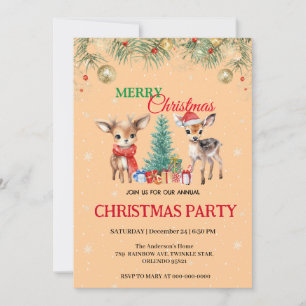 Invitation Cute Fawn renne Père Noël MERRY Noël Party