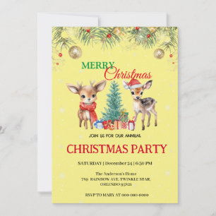 Invitation Cute Fawn renne Père Noël MERRY Noël Party