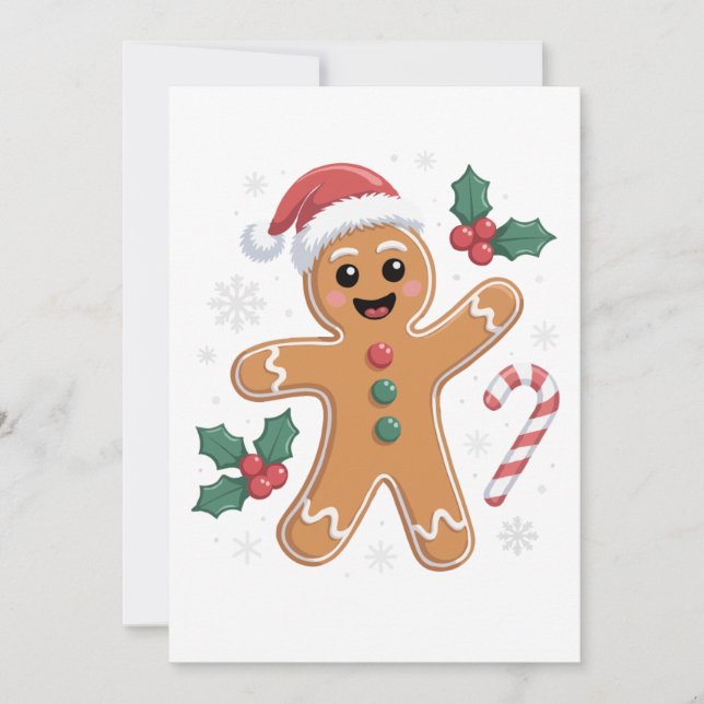 Invitation Cute Festive Gingerbread Homme Christmas Cookie (Devant)