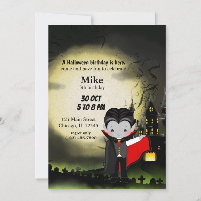 Invitation Cute fête d'Halloween Dracula (Devant)