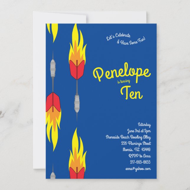 Invitation Cute Flaming Darts Anniversaires de enfants (Devant)