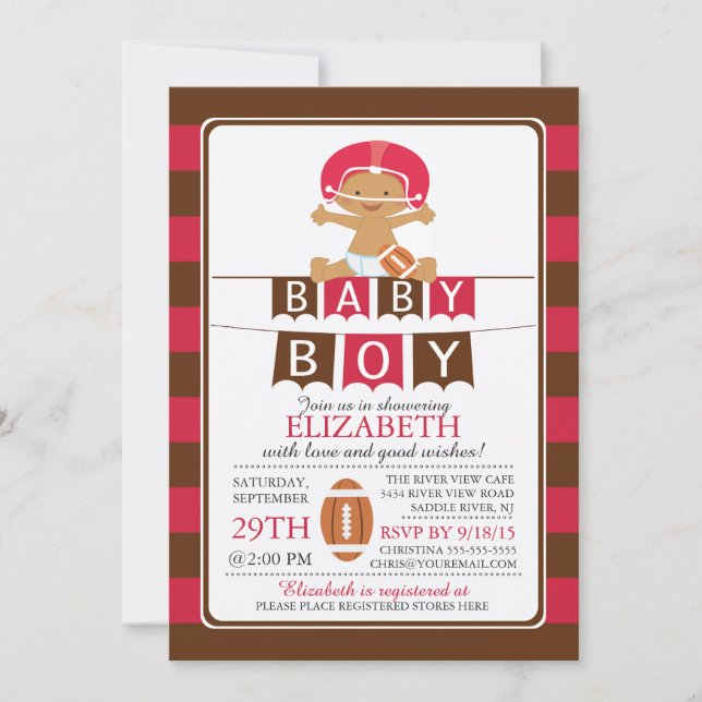 Invitation Cute Football Boy Baby Shower Invite (Devant)